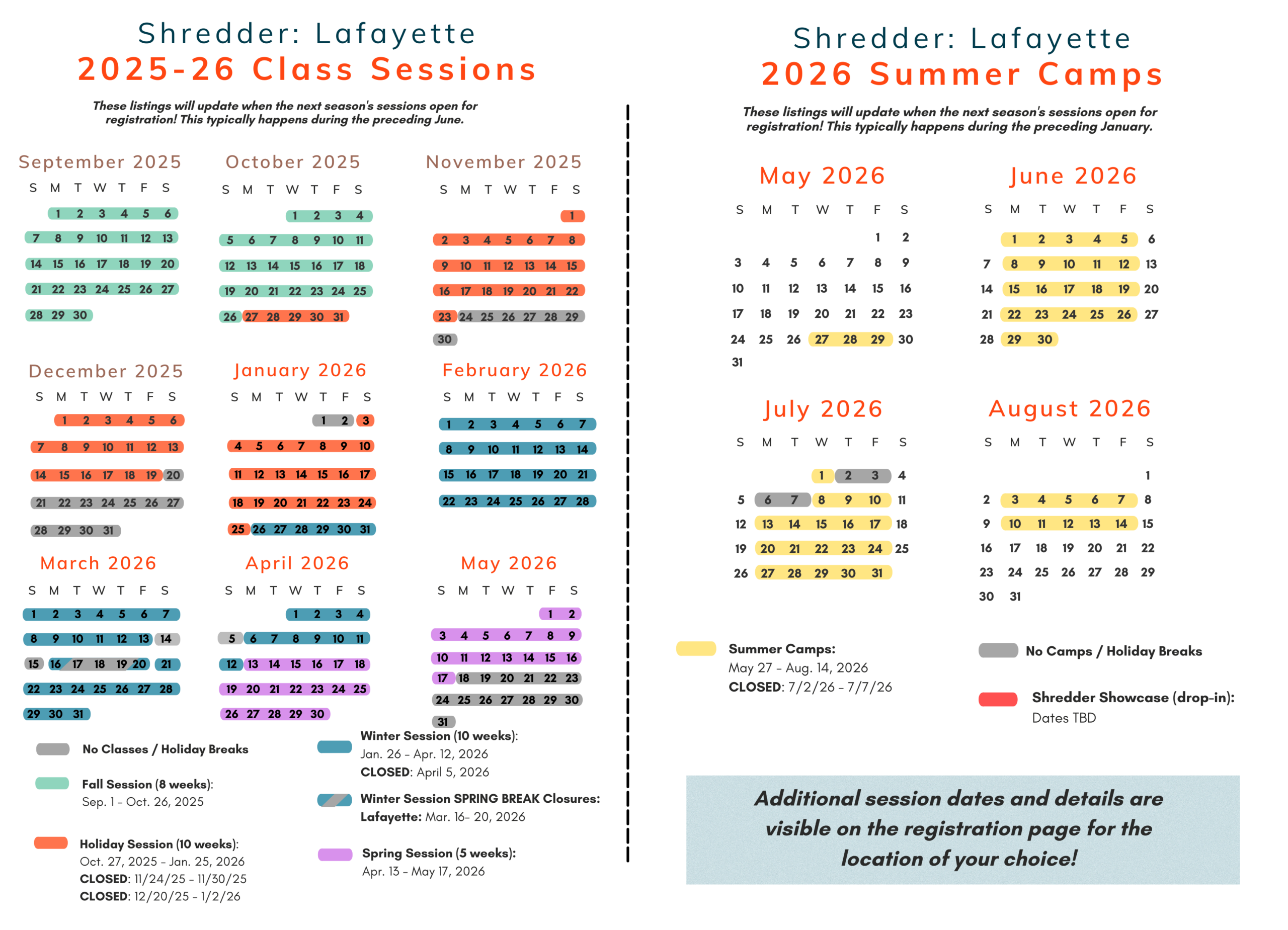 Lafayette 2025-26 Sessions